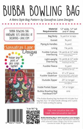 Bag Patterns - Quilting Supplies online, Canadian Company Bubba Bowling Pattern